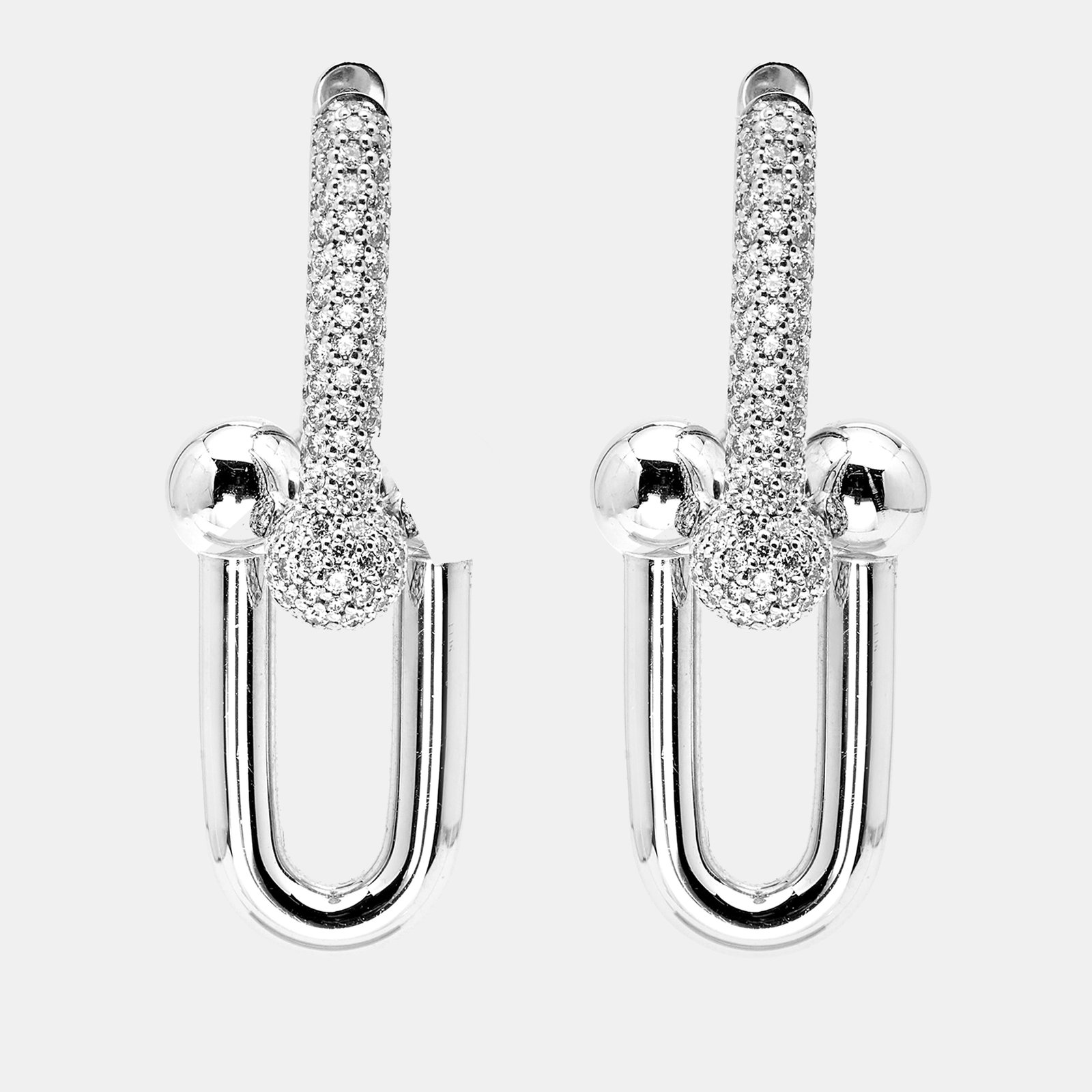 Tiffany HardWear Large Link Diamonds 18k White Gold Earrings