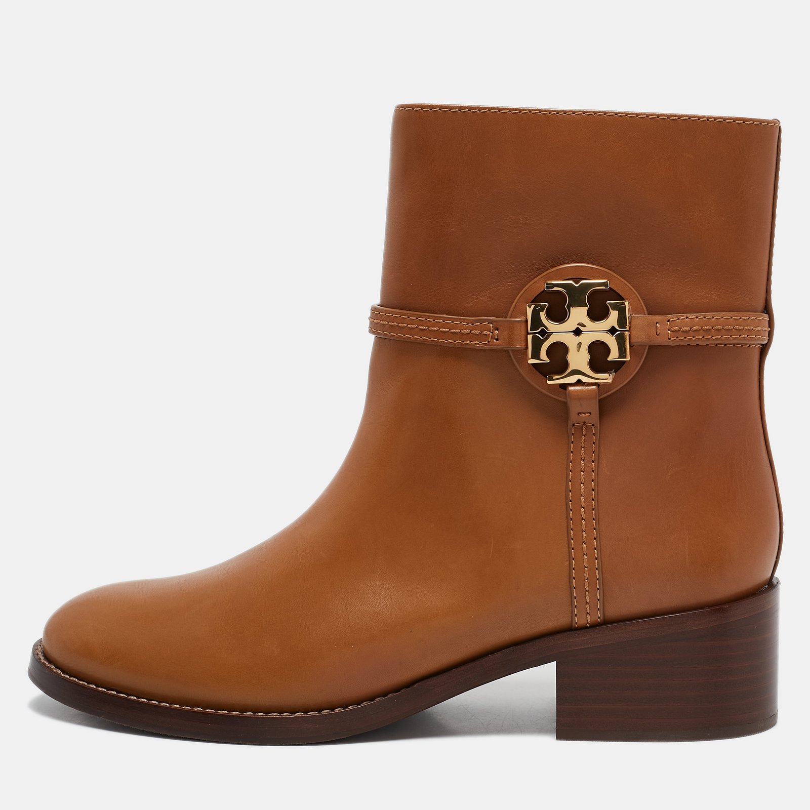 Tory Burch Brown Leather Ankle Length Boots Size 40