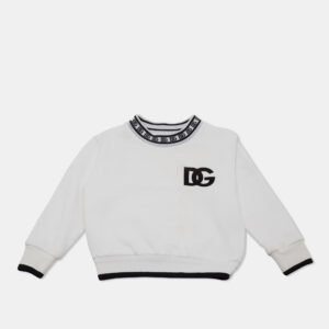 Dolce & Gabbana Kids White Logo Embroidered Cotton Sweatshirt 2 Yrs