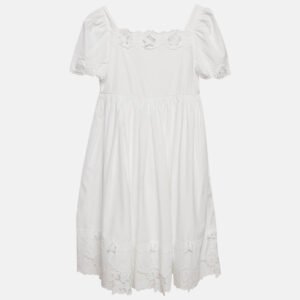 Dolce & Gabbana Kids White Lace Trim Cotton Dress 11 Yrs