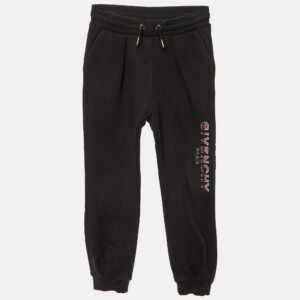 Givenchy Kids Black Cotton Logo Embroidered Joggers Size 6 Yrs