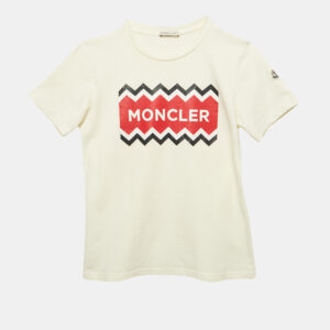 Moncler Kids Off White Printed Jersey T-Shirt 12 Yrs
