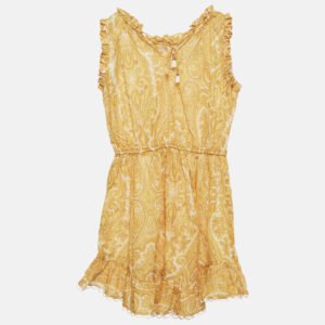 Zimmermann Kids Yellow Paisley Print Cotton Dress 8 Yrs