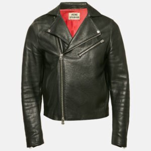 Acne Studios Black Suede Trim Leather Gibson Jacket M