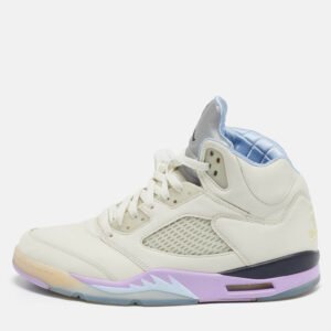 Jordan Cream Leather Jordan 5 Retro DJ Khaled We The Best Sail Sneakers Size 45