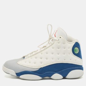 Air Jordans Multicolor Leather and Durabuck Jordan 13 Retro French Blue Sneakers Size 45