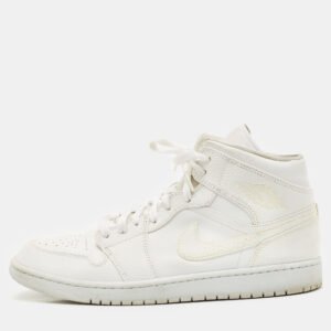 Air Jordans White Leather Jordan 1 Retro High OG Sneakers Size 45