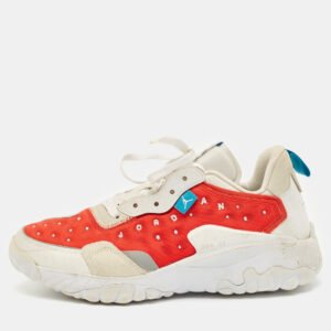 Air Jordans White Leather and Suede Delta 2  Lace Up Sneakers Size 45