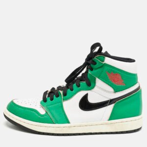 Air Jordans Green Leather 1 Retro High Zoom Sneakers Size 42.5