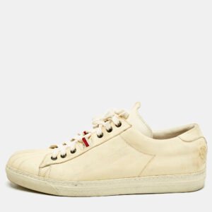 Alexander McQueen Cream Leather Lace Up Sneakers Size 45