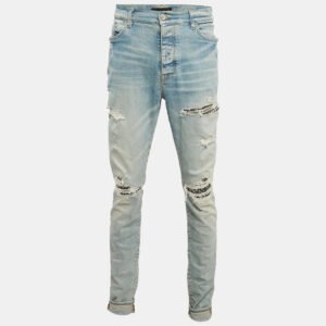 Amiri Blue Washed Denim Distressed Jeans XXL Waist 38"