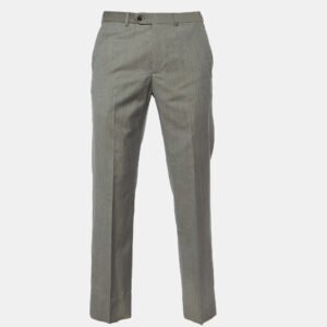 Armani Collezioni Grey Virgin Wool Straight Leg Trousers M