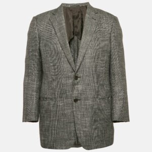 Armani Collezioni Grey Cotton Blend Regular Fit Blazer L