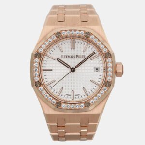 Audemars Piguet Silver 18k Rose Gold Royal Oak 15551OR.ZZ.1356OR.01 Automatic Men's Wristwatch 37 mm