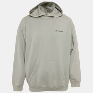 luxury-men-balenciaga-used-clothes-p1118148-001 Balenciaga Grey Logo Embroidered Cotton Hoodie M