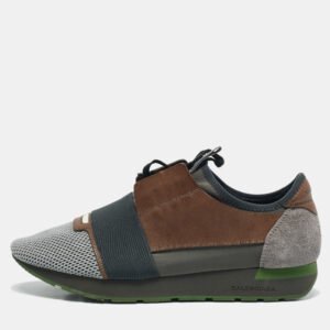 Balenciaga Multicolor Leather and Mesh Race Runner Sneakers Size 43