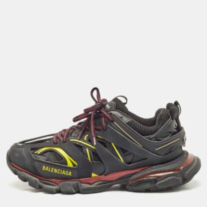 Balenciaga Black Faux Leather and Mesh Track Sneakers Size 43