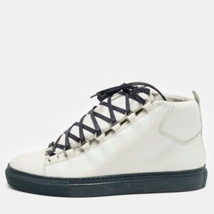Balenciaga Grey Leather Arena High Top Sneakers Size 40