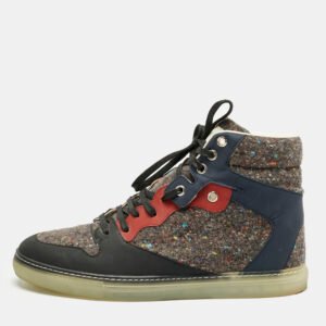 Balenciaga Multicolor Leather and Wool High Top Sneakers Size 40