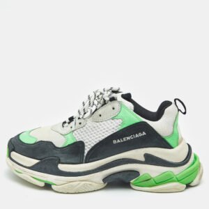 Balenciaga Multicolor Mesh and Nubuck Leather Triple S Clear Sole Low Top Sneakers Size 41