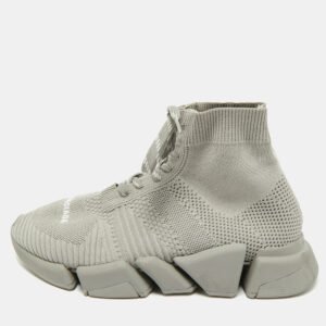Balenciaga Grey Knit Fabric Speed 2.0 Lace Up Sneakers Size 41