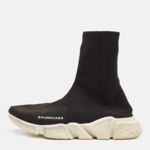 Balenciaga Black Knit Fabric Speed Trainer Sneakers Size 40