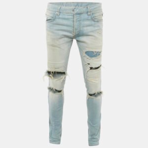 Balmain Light Blue Denim Pleated Side Detail  Jeans M (W 35")