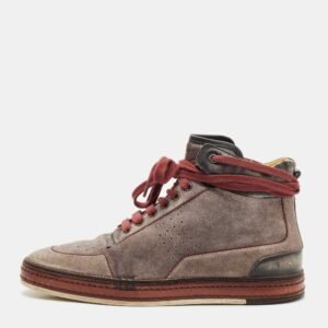 Berluti Grey Suede Leather High Top Sneakers Size 42.5