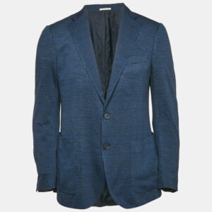 Boggi Milano Blue Herringbone Wool Blend Blazer M