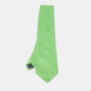 Boss By Hugo Boss Green Patterned Silk Traditional Tie
