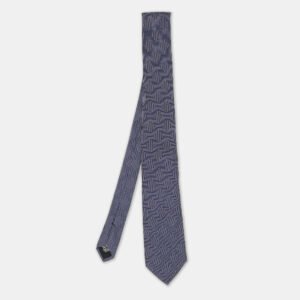 Boss By Hugo Boss Blue Patterned Jacquard Silk Tie