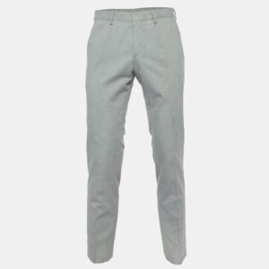 Boss By Hugo Boss Grey Herringbone Cotton Trousers S