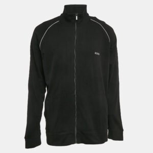 Boss Homewear Black Cotton Jersey Zip-Up Jacket XXL