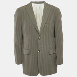 Boss By Hugo Boss Grey Stripe Wool Single Breasted Blazer M