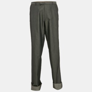 Boss By Hugo Boss Grey Cotton-Silk Tours Trousers 5XL
