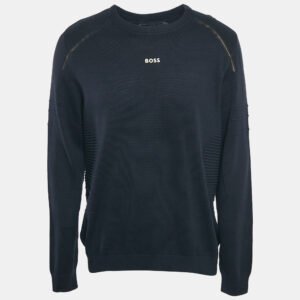 Boss By Hugo Boss Navy Blue Cotton Long Sleeve Rowler Jumper XL
