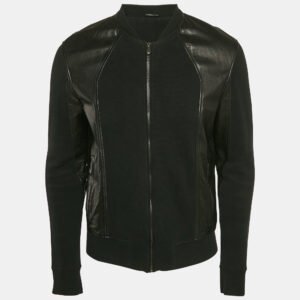 luxury-men-bottega-veneta-used-clothes-p1145485-004 Bottega Veneta Black Leather and Knit Zip-UP Jacket XL