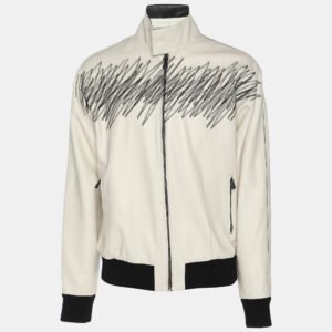 Bottega Veneta Cream Embroidered Leather Jacket S