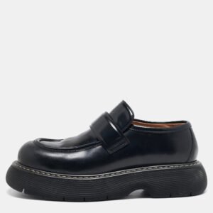Bottega Veneta Black Brushed Leather Swell Loafers Size 46