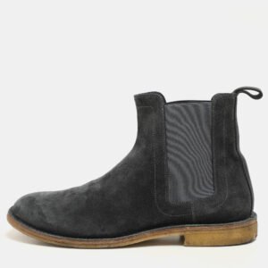 Bottega Veneta Grey Stretch Fabric and Suede Chelsea Boots Size 42.5