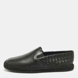 Bottega Veneta Black Intrecciato Leather Slip On Loafers Size 43