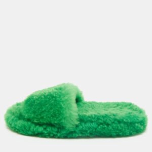Bottega Veneta Green Shearling Fur Resort Teddy Slides Size 41