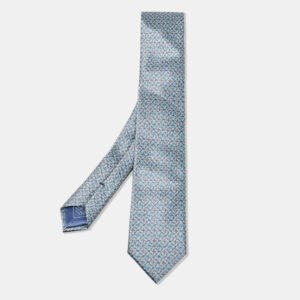 Brioni Blue Printed Satin Tie