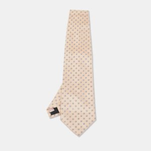 Brioni Peach/Grey Patterned Silk Traditional Tie