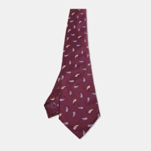 Brioni Burgundy Paisley Silk Traditional Tie