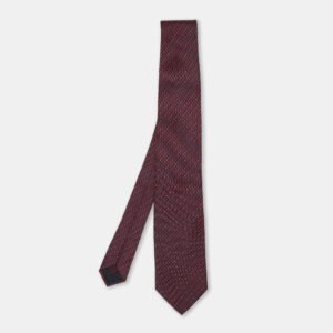 Brioni Red/Navy Micro Diamond Motif Silk Tie