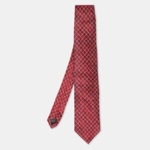 Brioni Red Diamond Pattern Silk Tie