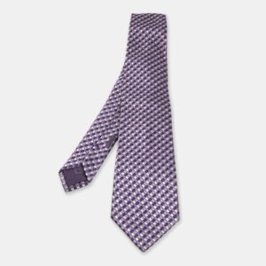 Brioni Purple Check Pattern Silk Tie