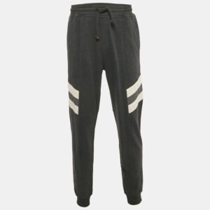 Brunello Cucinelli Grey Contrast Trimmed Joggers XL