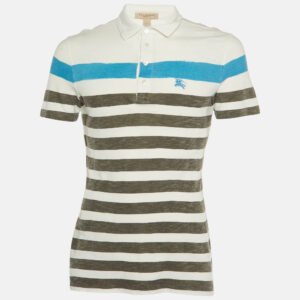 Burberry Brit White Striped Cotton Polo T-Shirt M